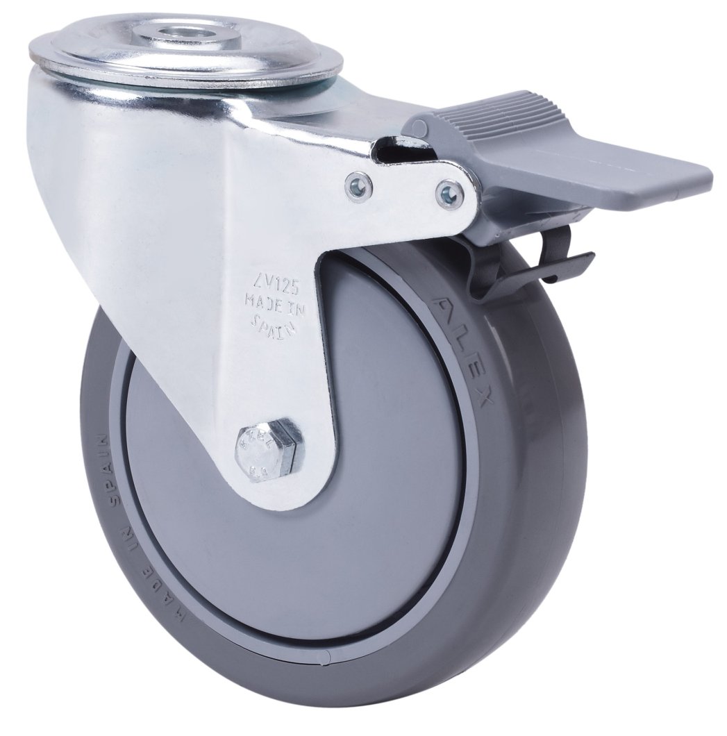 SERIE ZV-PU, Giratorio/Agujero pasante/Freno Rueda y Soporte