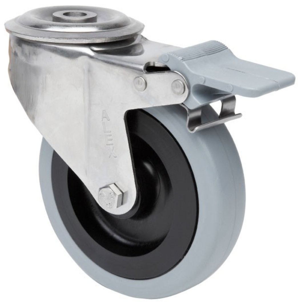 SERIE ZVI INOX-PGA, Giratorio/Agujero pasante/Freno Rueda y Soporte