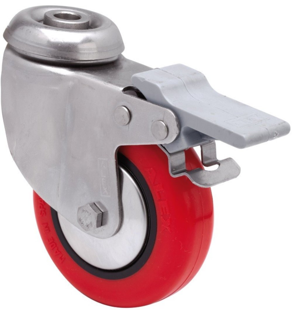 SERIE BHI INOX-PPI, Giratorio/Agujero pasante/Freno Rueda y Soporte