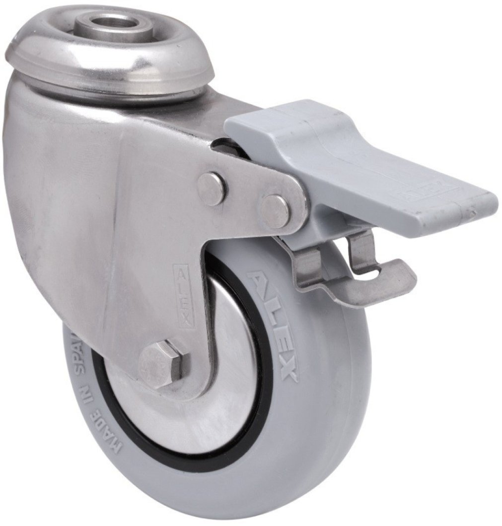 SERIE BHI INOX-PGI, Giratorio/Agujero pasante/Freno Rueda y Soporte