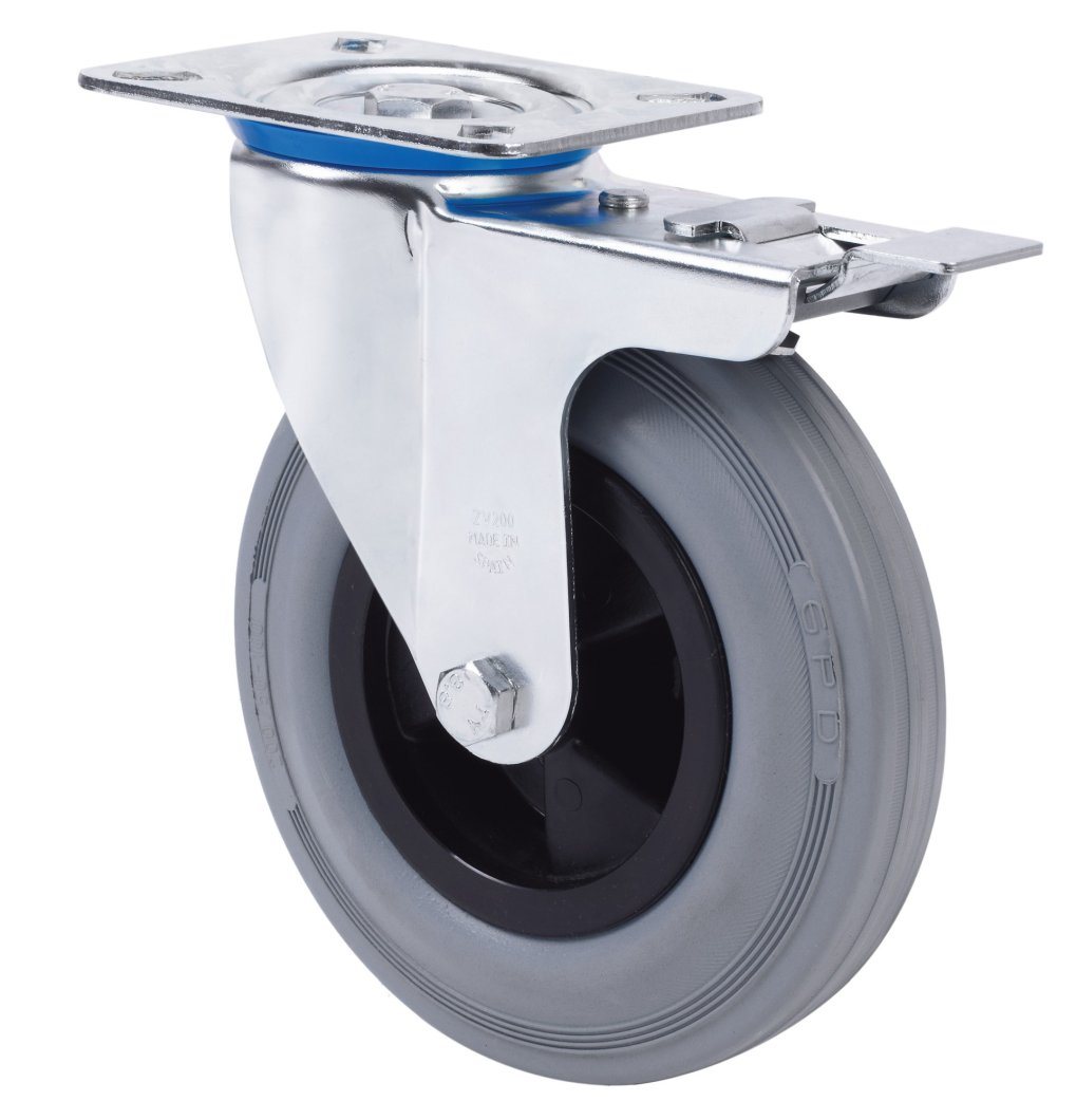 SERIE ZV-PS Gris, Giratorio/Platina/Freno Rueda y Soporte