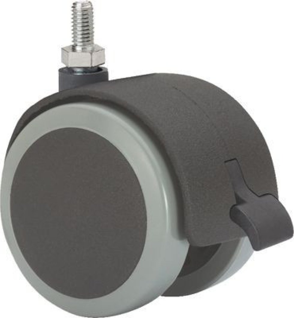 SERIE DK-DK Poliuretano, Giratorio/Espiga roscada/Freno Rueda