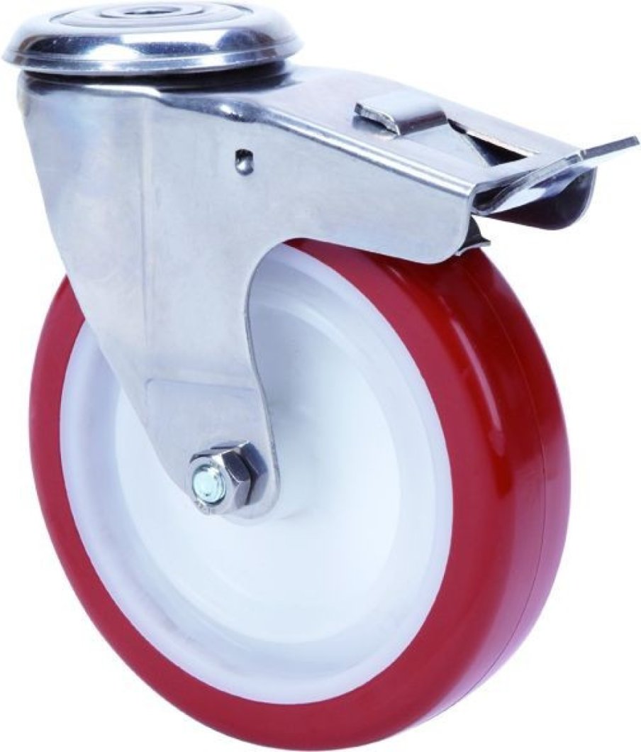 SERIE ZLI INOX-POL, Giratorio/Agujero pasante/Freno Rueda y Soporte