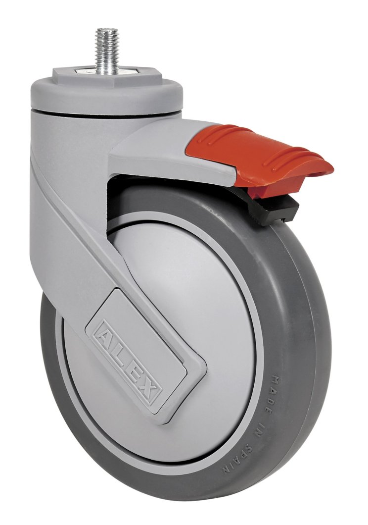 SERIE HC-PGAIB, Giratorio/Espiga roscada/Freno Rueda y Soporte