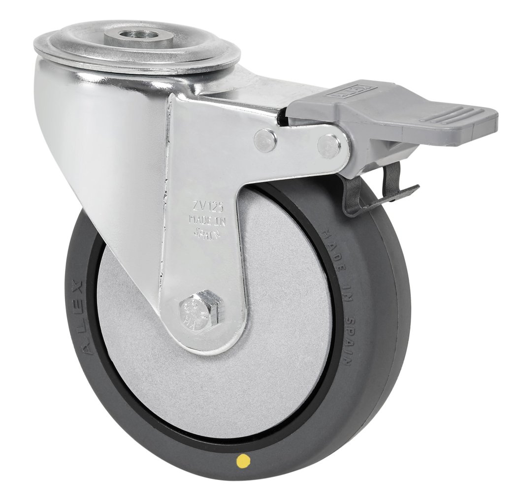 SERIE ZV-PGC, Giratorio/Agujero pasante/Freno Rueda y Soporte